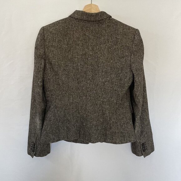 Ann Taylor Womens Tweed Blazer Size 10 Brown-Gray Single Button Long Sleeve - Picture 8 of 9